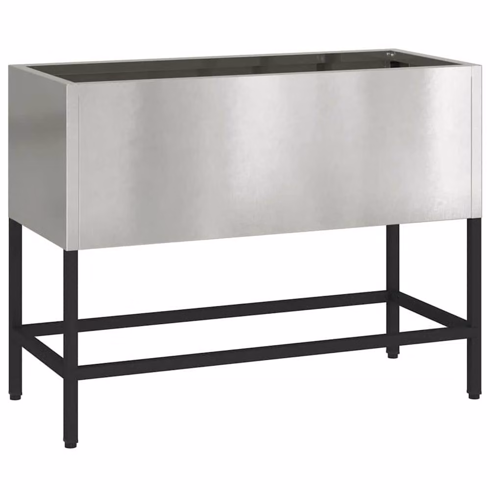 Berkfield Home Raised Garden Planter in Silver Stainless Steel, W: 60 cm, D: 26 cm, H: 45 cm – 3