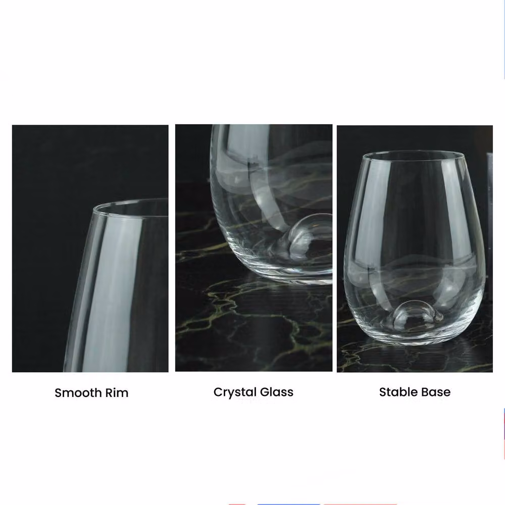 Uniqueful Personalised Stemless Bordeaux Wine Glass, 443.6 ml, Clear – 2