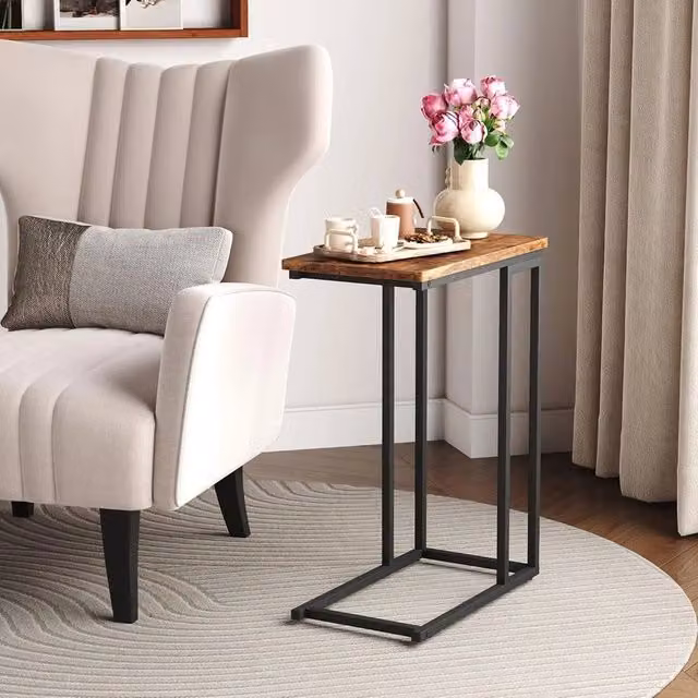 FORGEVIO Small C Shaped End Table in Brown Metal – 1