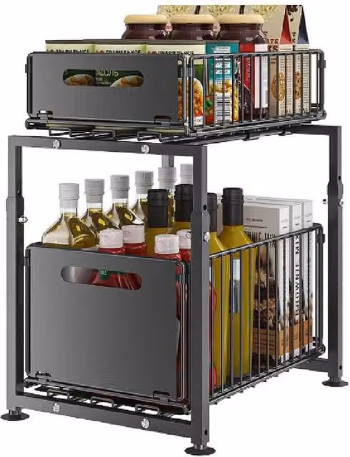EONLION Black Square-Sink Storage Organiser Shelf, Width: 100 cm