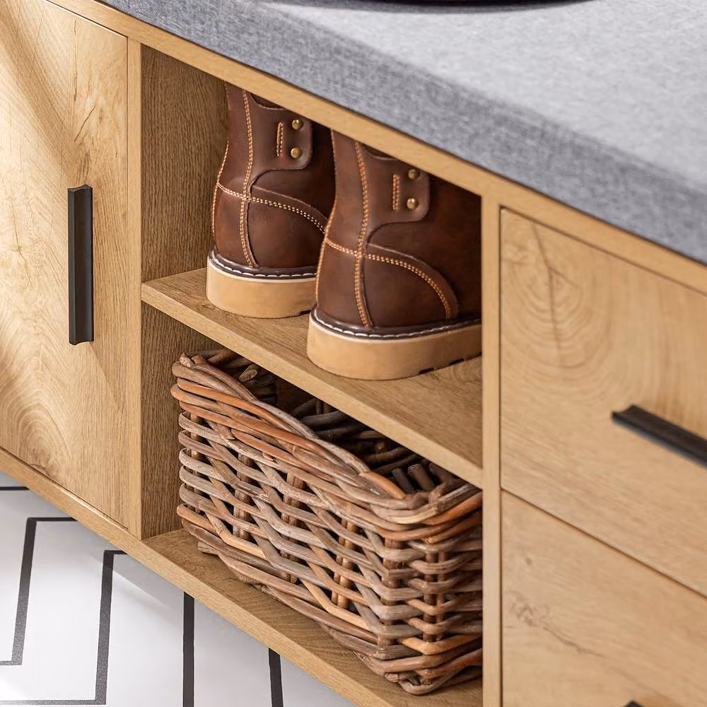 SoBuy Modern Oak Shoe Rack Hallway Bench W/D/H: 110 x 35 cm – 4