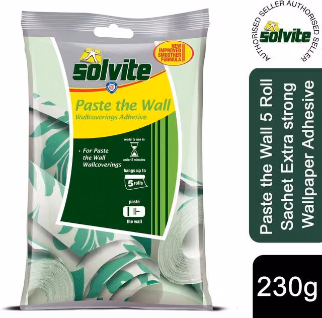 Solvite Paste the Wall Extra Strong Ready Mixed Wallpaper Adhesive for Non-Woven Wallpaper, 230g – 1