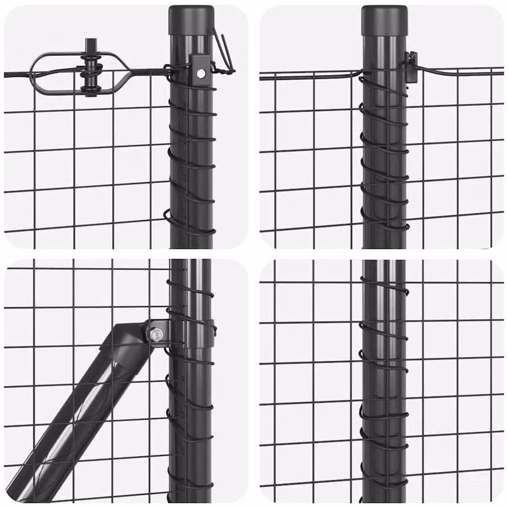 Berkfield Home Modern Grey Steel Welded Wire Fence with 13 Flanged Posts, W: 0.4 m x L: 100 m – 5