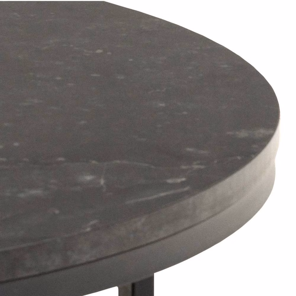 Wyld Haus Odense Round Black Marble Effect Coffee Table with Matte Black Metal Legs, Diameter: 80 cm, Height: 40 cm – 4