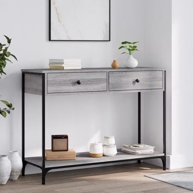 Berkfield Home Grey Sonoma Console Table, W: 100 cm, D: 34.5 cm, H: 75 cm