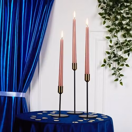 Deco Express Set of 6 Classic Dripless Tapered Metallic Copper Candles – 5