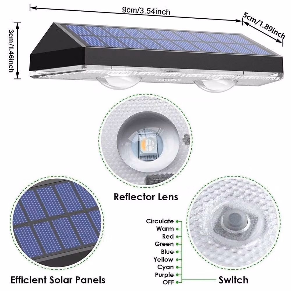 SPETLEK 10-Pack Solar Powered LED Garden Wall and Fence Lights in Black – 2