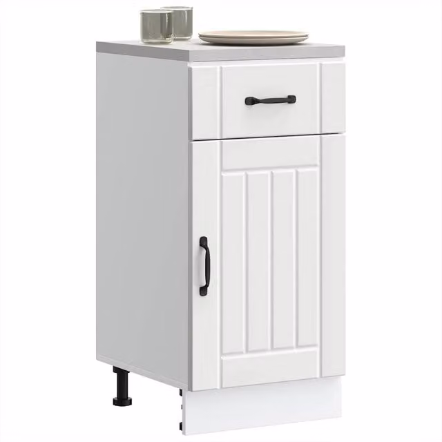 Berkfield Home Lucca Kitchen Base Cabinet in White Matt Engineered Wood, H: 81.5 cm x W: 40.0 cm x D: 46.0 cm