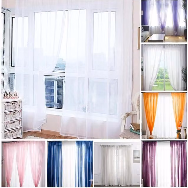 Roseley Pink Transparent Plain Voile Fabric Panel Curtain with Rod Pocket, Width: 137.16 cm