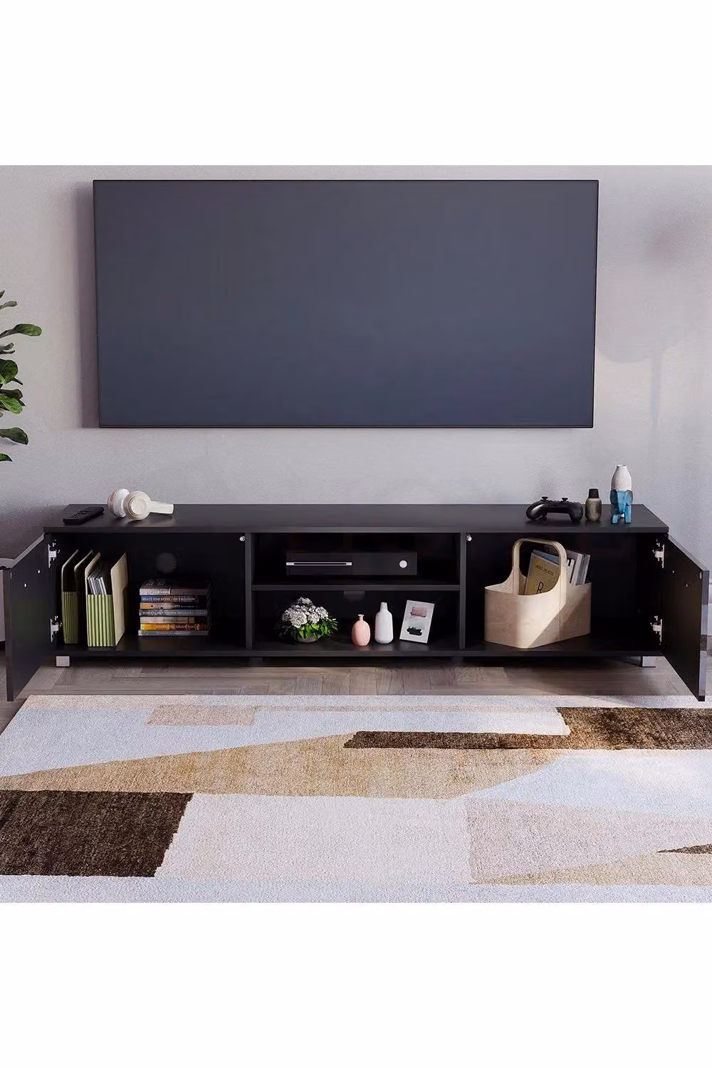 Vida Designs Cosmo 2 Door TV Unit, Black – 3