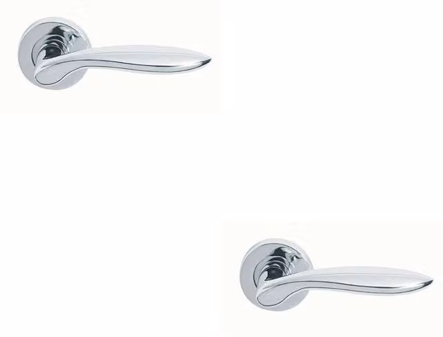 Loops 2x Pair Smooth Ergonomic Round Rose Handles with Concealed Fixings in Polished Chrome