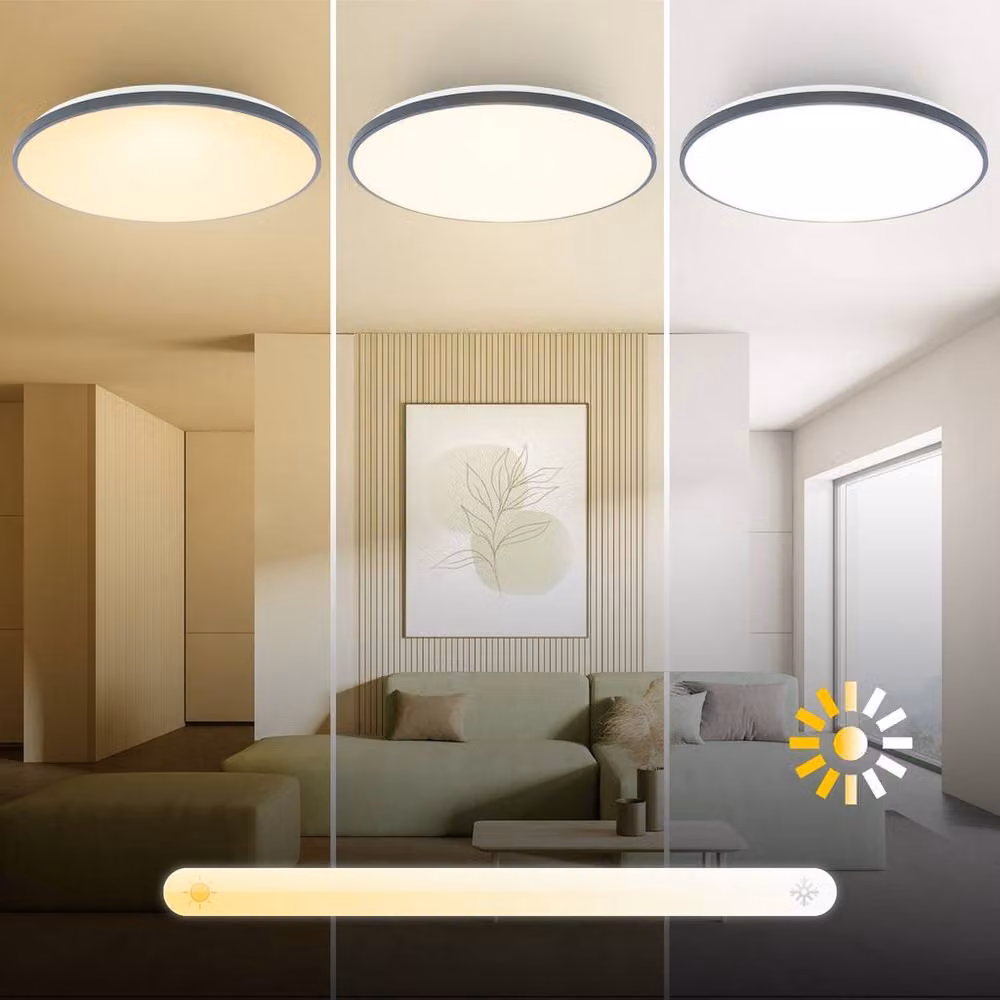 Briloner Anthracite Round LED Ceiling Light with Remote Control and CCT Dimming, Grey – 6