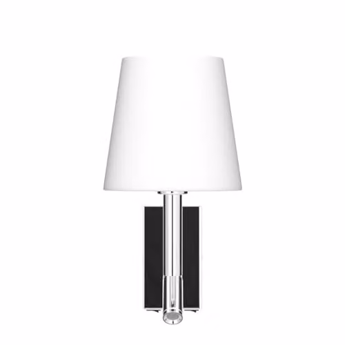 Harper Living Modern LED Wall Reading Light with USB and USB-C Ports, Polished Chrome Finish and White Fabric Square Shade – 3