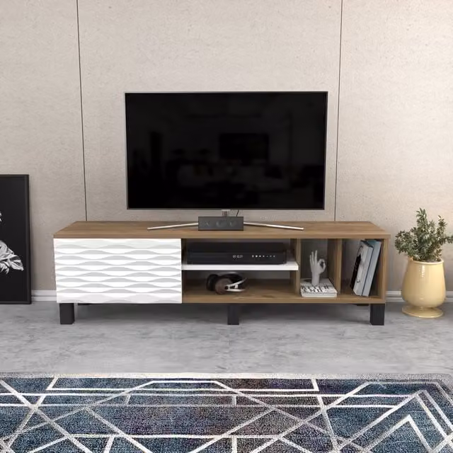 Decorotika Modern Brown TV Unit with Media Compartments