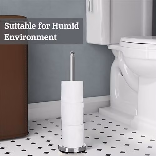Orsina Silver Metal Freestanding Toilet Paper Holder with Spare Roll Storage – 3