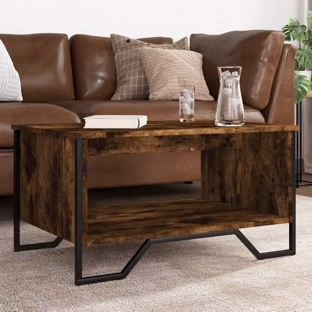 Berkfield Home Smoked Oak Coffee Table in Brown, W/D/H: 75 x 51 x 40 cm – 1