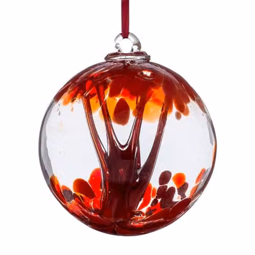 Sienna Glass Red Spirit Ball with Glass Stands, 15 cm