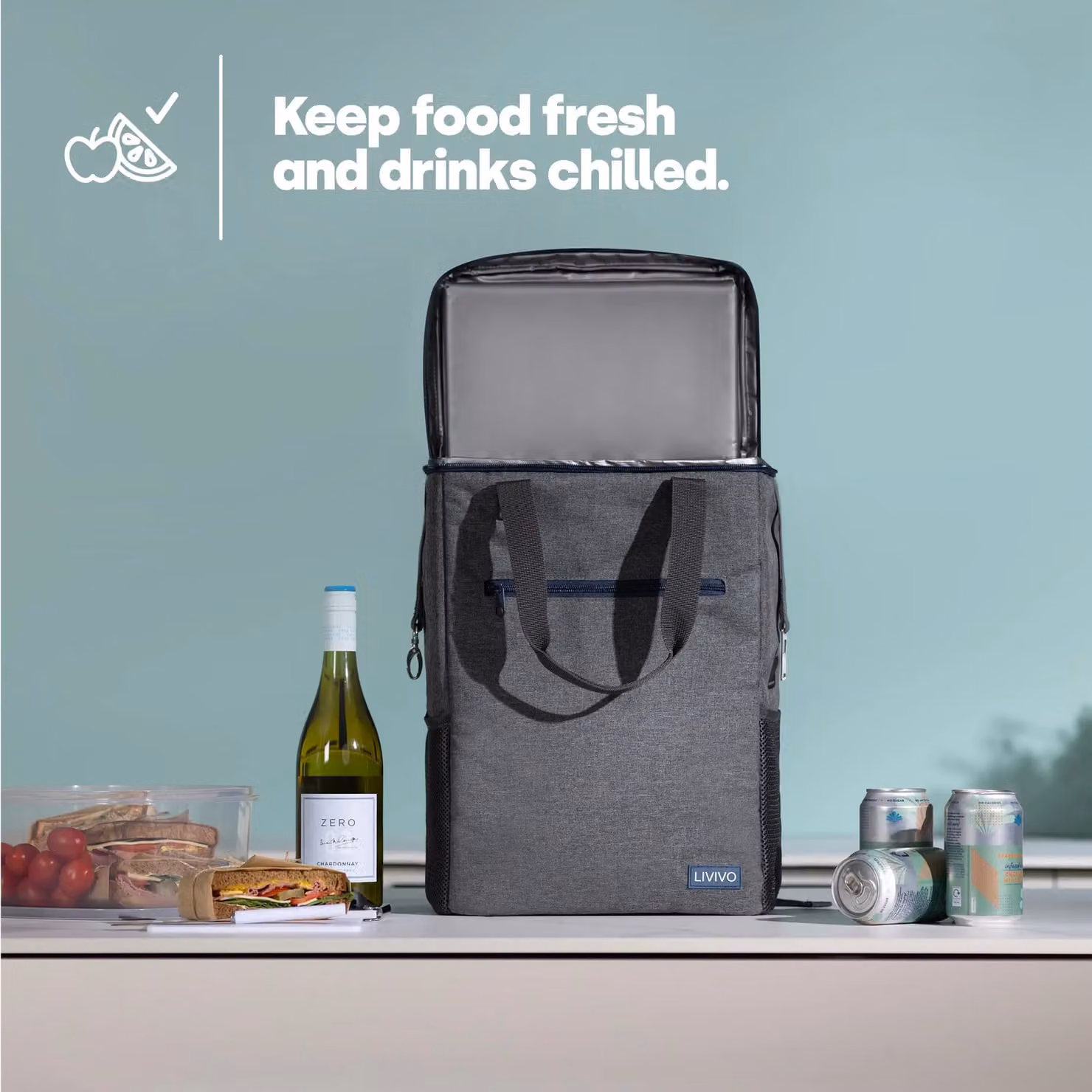 LIVIVO Premium 30L Insulated Cooler Backpack in Grey – 3