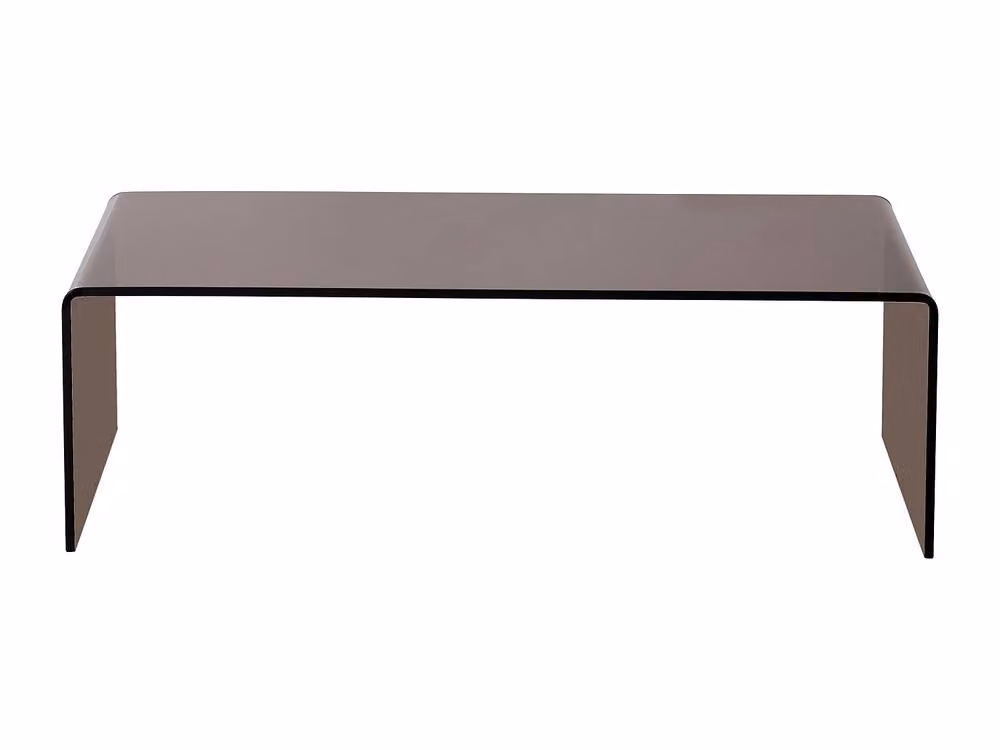 Vente-unique ALONZO Modern Rectangular Coffee Table with Curved Transparent Brown Tempered Glass, W/D/H: 80 x 55 x 35 cm – 2