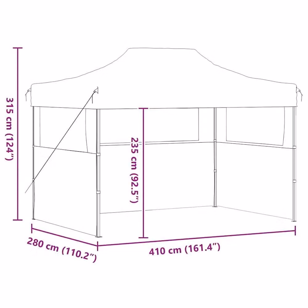 Berkfield Home Professional Folding Party Tent with 3 Sidewalls and Windows, Steel Blue, W: 4 m, D: 3 m, H: 2.8 m – 4