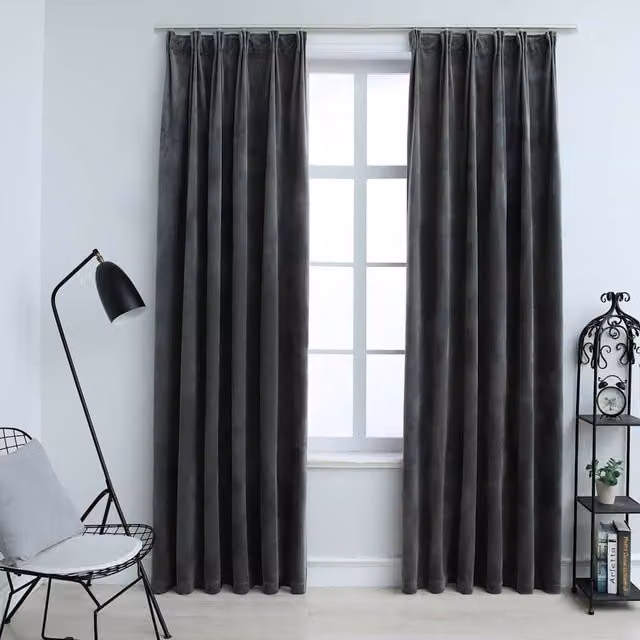 Berkfield Home Blackout Velvet Curtains, 2 Pack, Anthracite, W: 140 cm, H: 175 cm