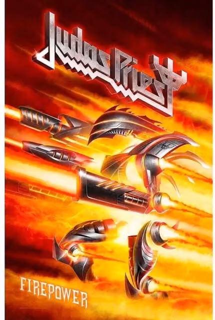 Judas Priest Firepower Orange Textile Wall Poster