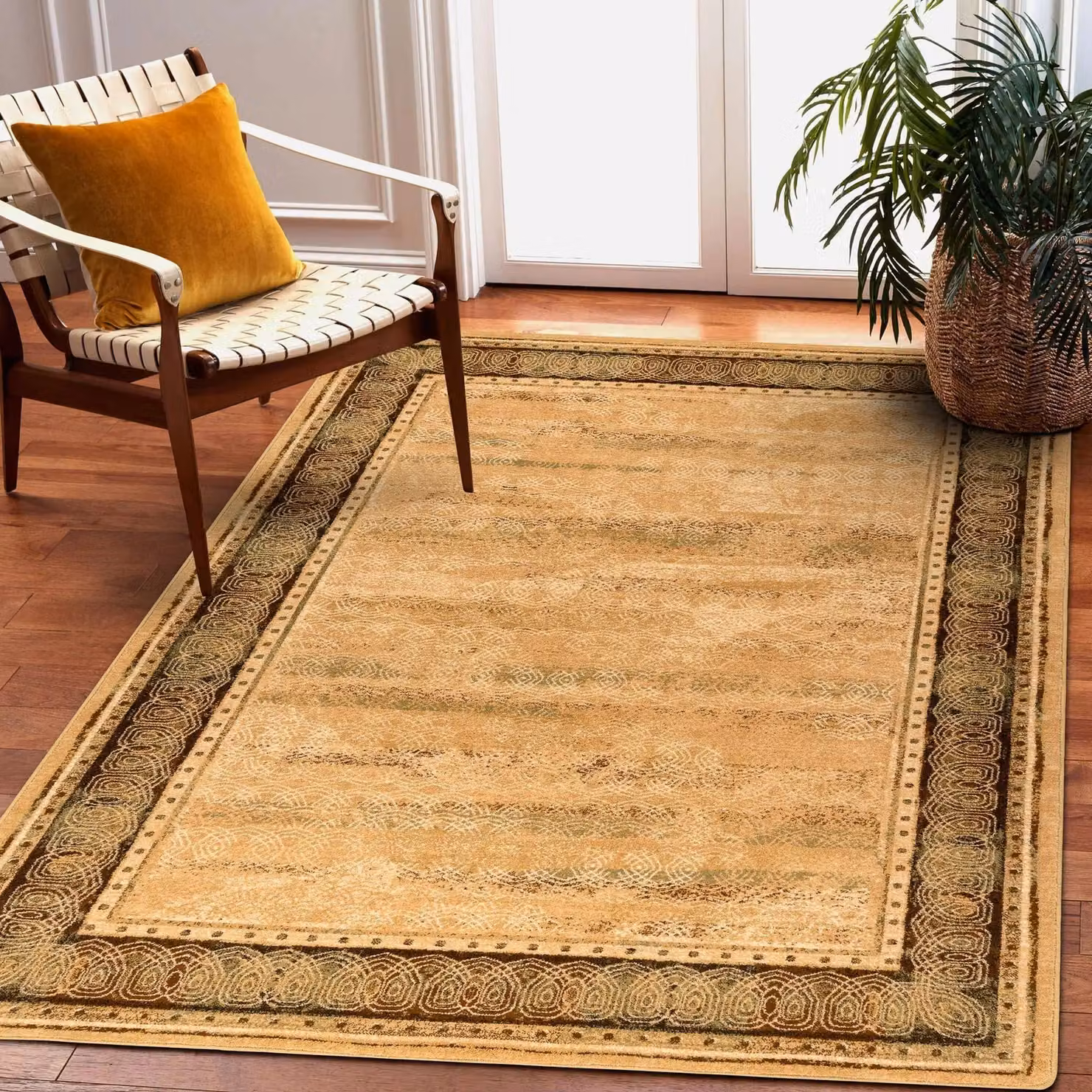 RugsX Wool Omega Vintage Rectangular Rug in Yellow, W: 150 cm, D: 100 cm – 3