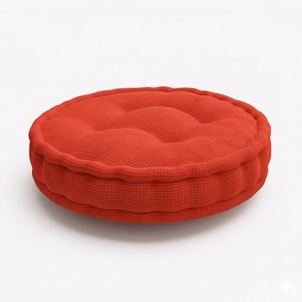 Snug City Round Teddy Fabric Booster Cushion in Red, W/D/H: 45 x 45 x 45 cm – 2