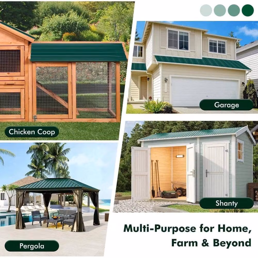 SPETLEK 24 Pack Green Corrugated Galvanised Steel Roof Sheets for Garage, Carport or Shed, W: 100 cm, L: 1300 cm – 3