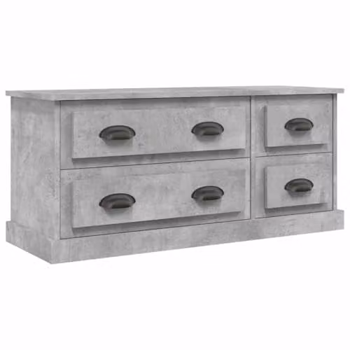 vidaXL Modern TV Cabinet and Media Unit in Concrete Grey Engineered Wood with Drawer, W/D/H: 100 x 35.5 x 45 cm – 1