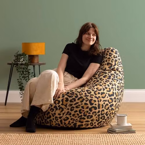 icon Dalton Leopard Print Bean Bag Recliner in Multicolour – 2