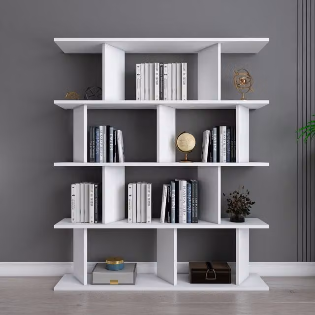 Decorotika Grace 4-Tier Geometric Bookshelf in White