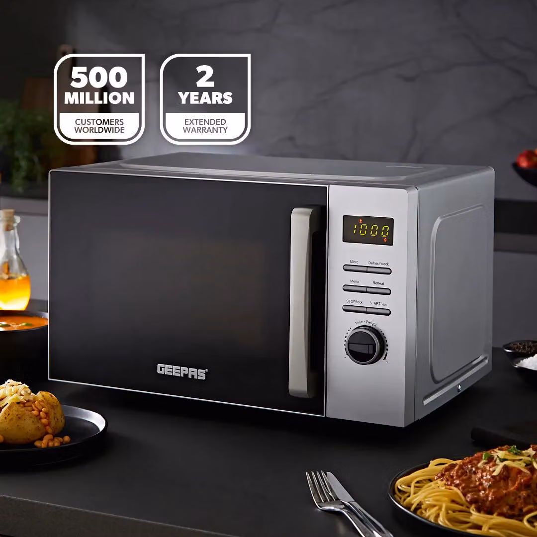 Geepas 23L Digital Solo Microwave Oven with 800W Power, Automatic Programs, Timer and Child Lock in Silver – 2