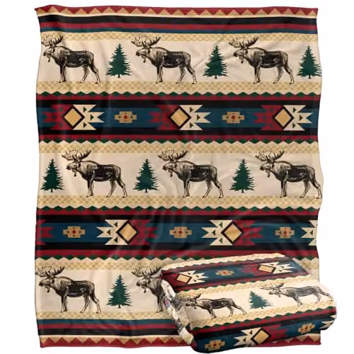 JQ Licensing Southwest Moose Silky Touch Super Soft Fleece Throw Blanket, Multicolour, W/D: 152 x 127 cm – 1