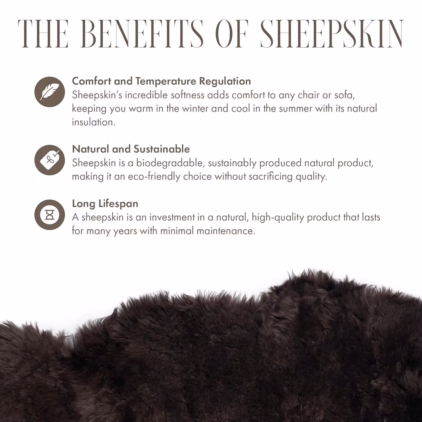 Infinity Leather Brown Genuine Sheepskin Wool Cushion, W/D/H: 40 x 40 x 4 cm – 3