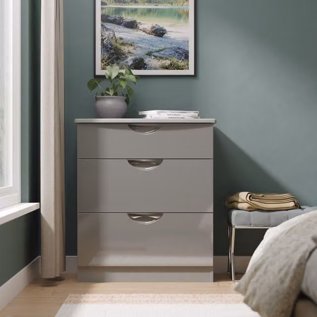 2 U Holborn 3 Drawer Deep Chest in Mid Grey