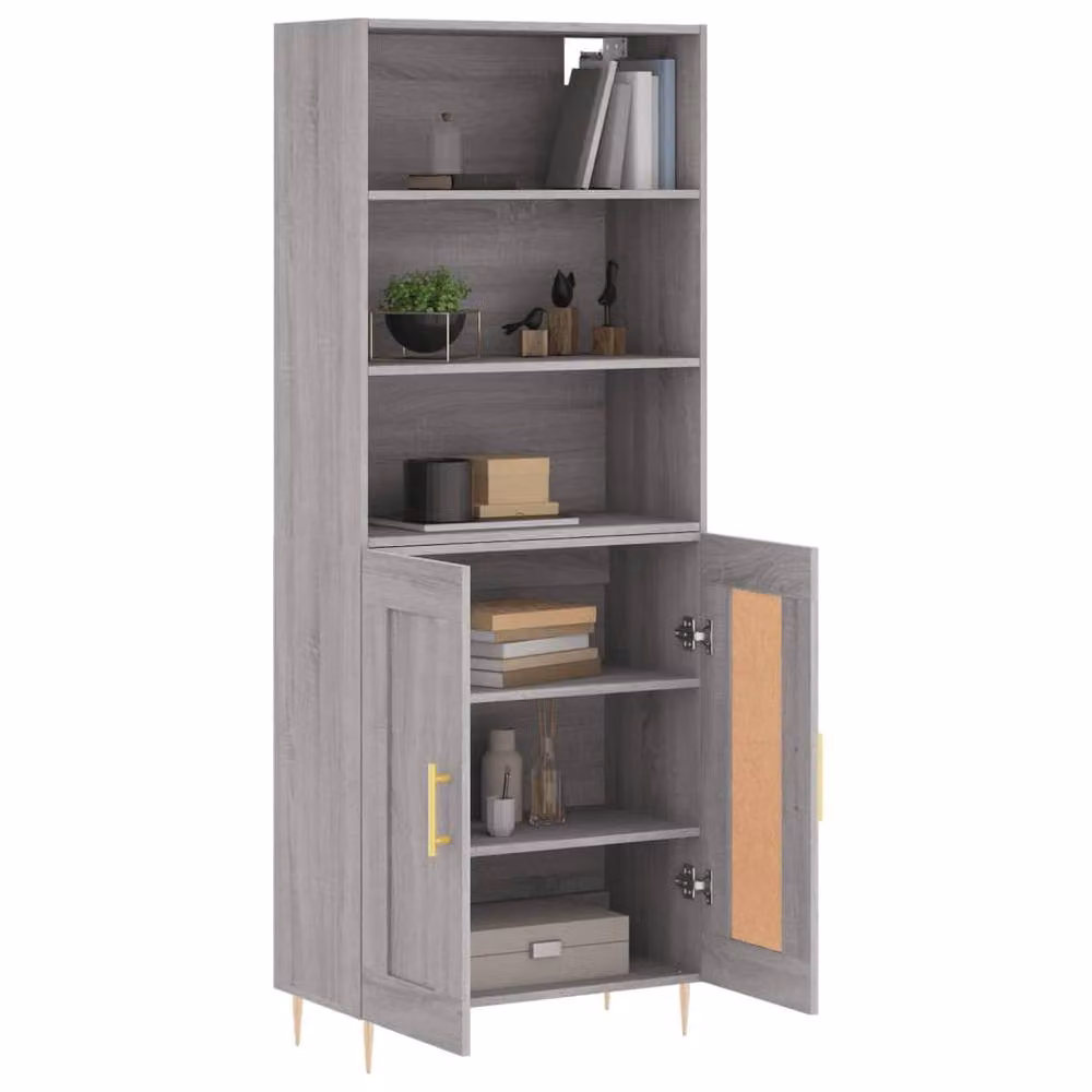 Berkfield Home Grey Sonoma Highboard with Hinged Doors and Internal Shelves, W/D/H: 69.5 x 34 x 180 cm – 3