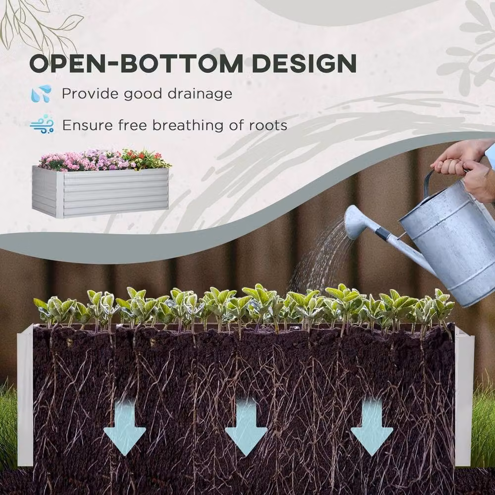 NESTLUNE 2-Piece Galvanised Steel Outdoor Raised Beds in Grey, W/D/H: 180 x 90 x 59 cm – 3
