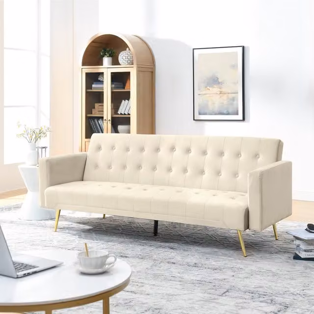 Madefor.Living Olivia 3 Seater Sofa Bed Set in Beige Fabric