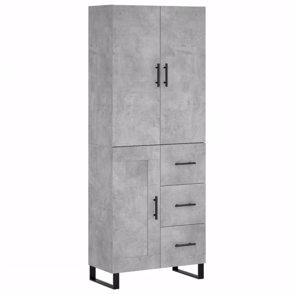 Berkfield Home Highboard in Concrete Grey, W/D/H: 69.5 x 34 x 180 cm – 3