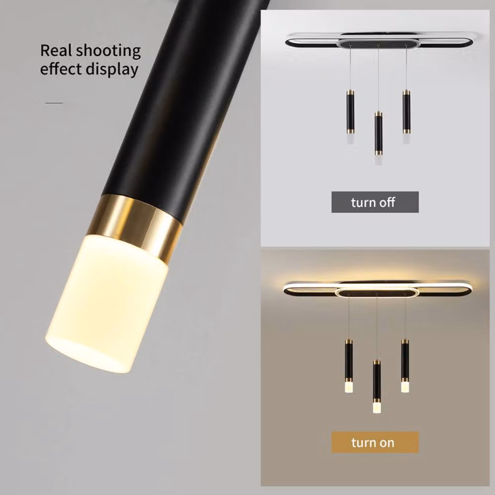 NIVOR 3-Light Dimmable LED Ceiling Chandelier with Remote Control, 62W Modern Black Pendant Light – 3
