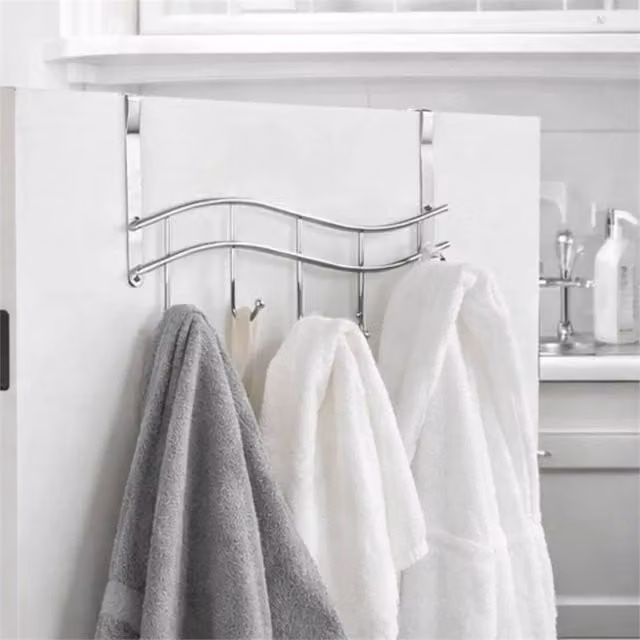 Nordara Chrome Over Door 5 Hook Coat and Towel Rack in Silver – 1