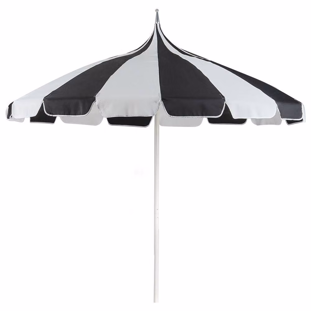Wyld and Coco Black and White Striped Garden Market Parasol with Aluminium Pole, Height: 245 cm – 2