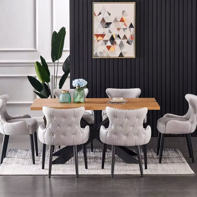 Life Interiors Oxford Duke LUX Modern Rectangular Dining Set with 6 Chairs in Grey