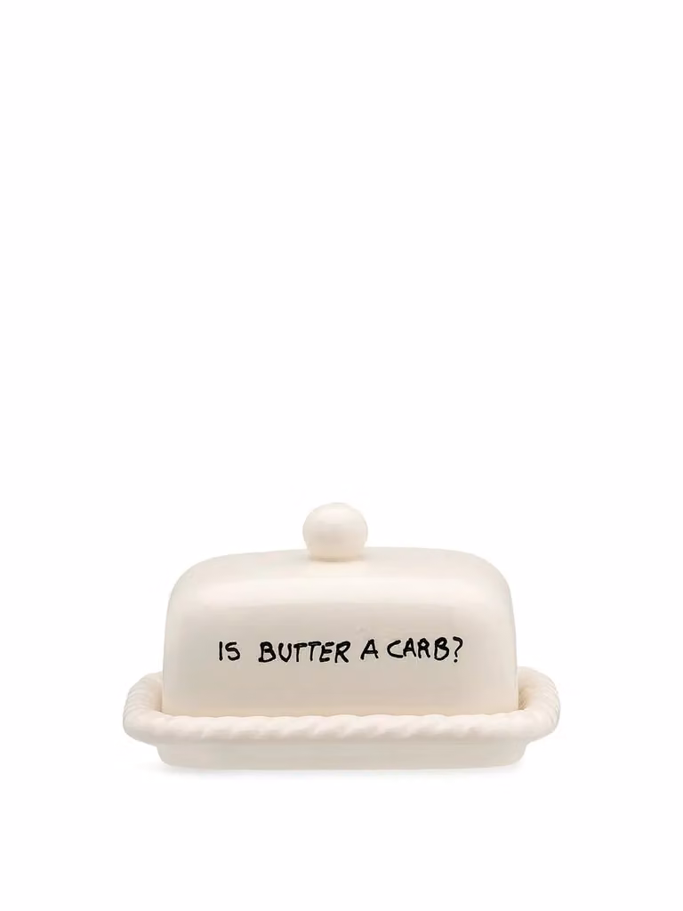 Anna + Nina Is Butter a Carb Ceramic Butter Dish in White