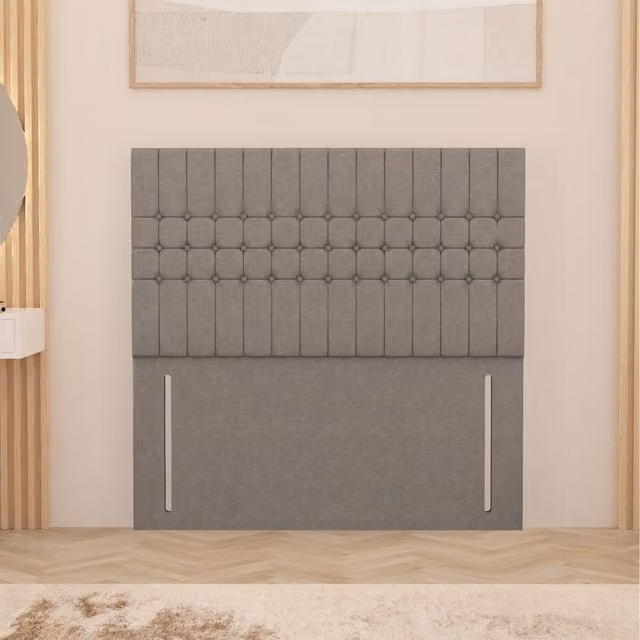 Somnior Beds Ltd Lexington Modern Geometric Upholstered Linen Fabric Floor Standing Headboard in Sage Green