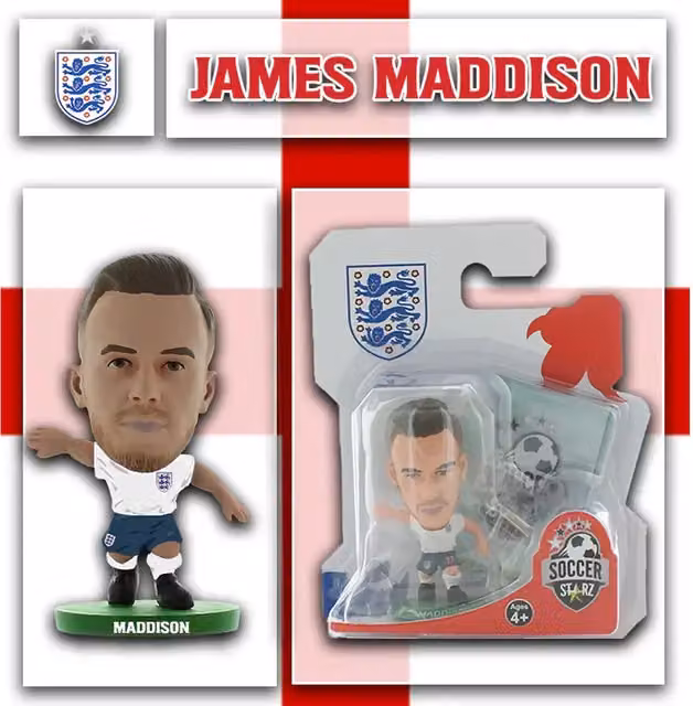 SoccerStarz James Maddison 2022 Version England FA Mini Figure, White/Multicolour, Height: 5 cm