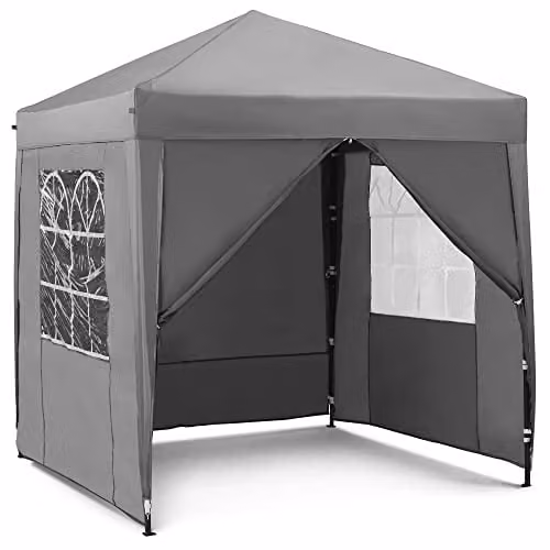 VonHaus Grey Pop Up Garden Gazebo with UPF 50 Protection and Steel Frame, W/D/H: 200 x 200 x 231 cm