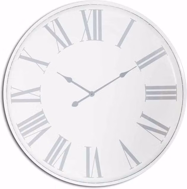 Lemon Pavilion Furniture and Decor Flemings Large Modern Metal Wall Clock in Grey and White, W80 x H80 cm