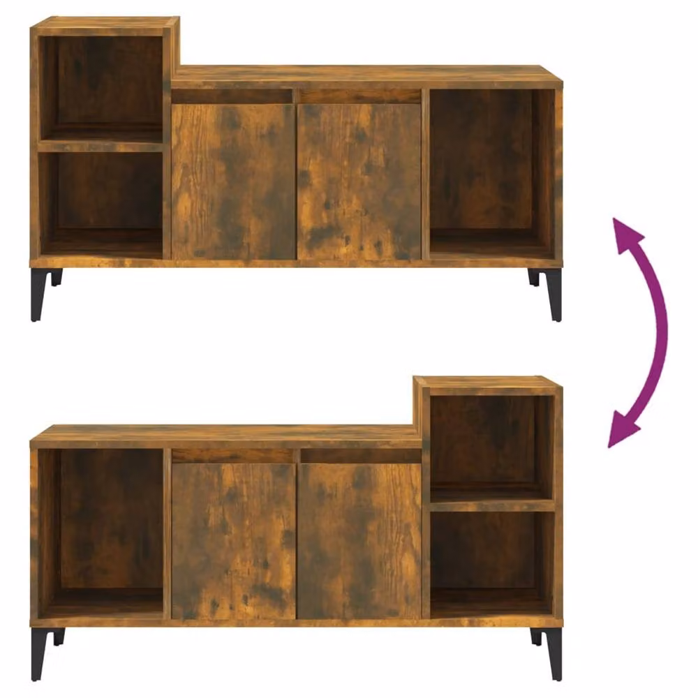 Berkfield Home Smoked Oak TV Cabinet in Brown, W/D/H: 100 x 35 x 55 cm – 5